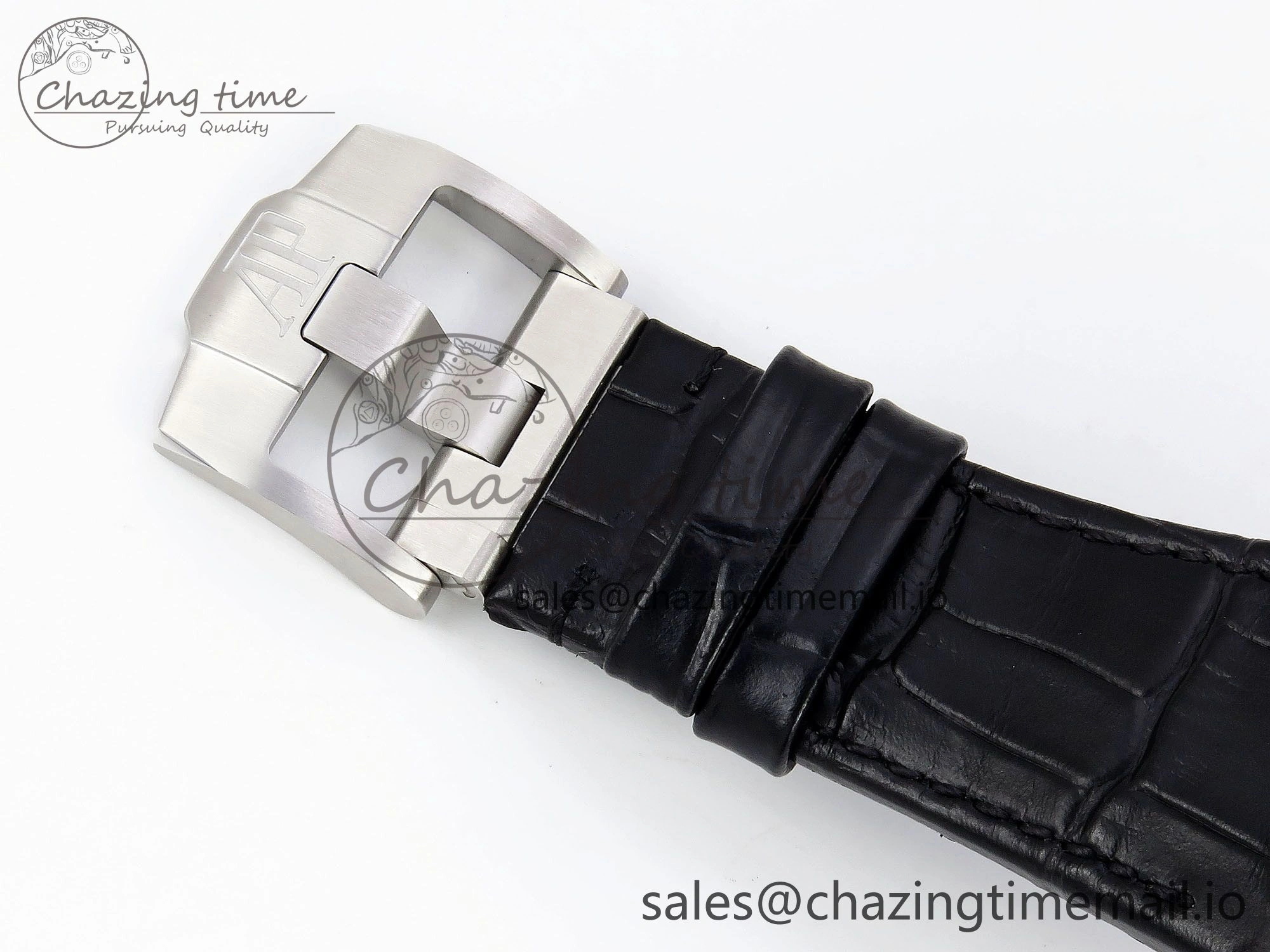 Sporty Royal Oak Offshore 43mm 26420so SS APPF Best Edition Black Dial on Black Leather Strap A 4410