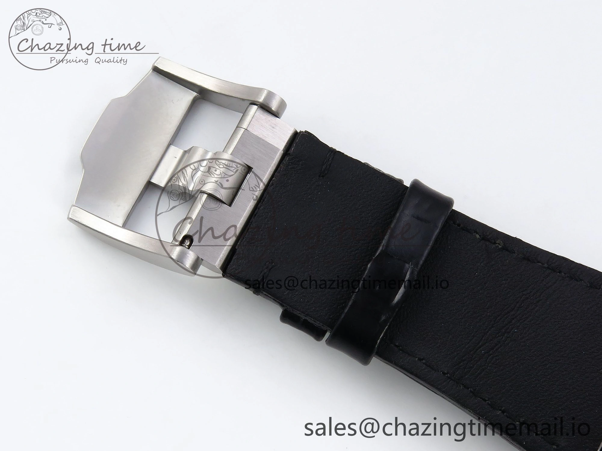 Sporty Royal Oak Offshore 43mm 26420so SS APPF Best Edition Black Dial on Black Leather Strap A 4410