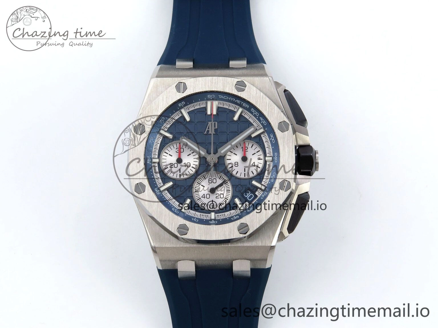SportInspired Royal Oak Offshore 43mm 26420ti Titanium APPF Best Edition Blue Dial on Blue Rubber Strap A 4408