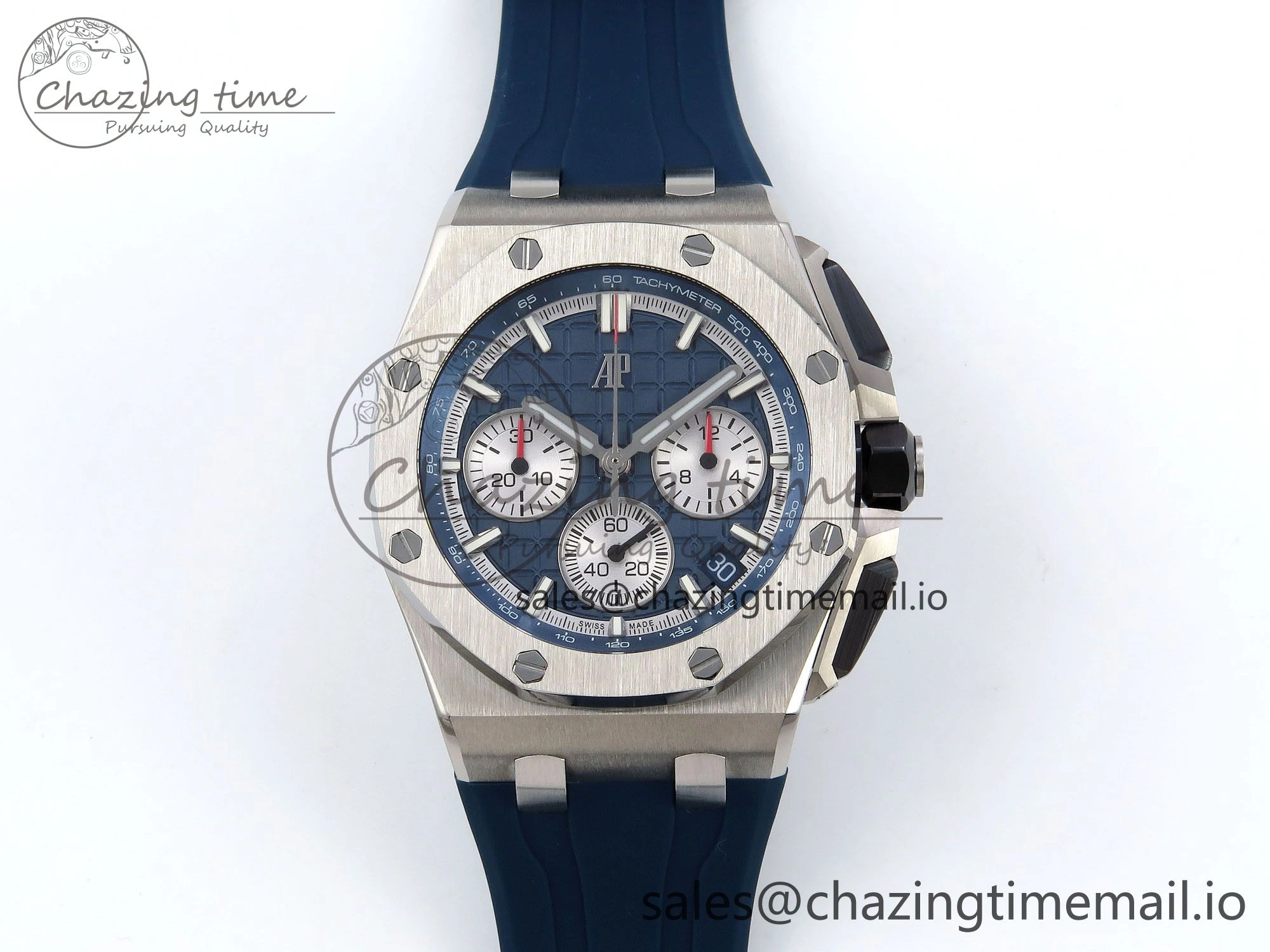 SportInspired Royal Oak Offshore 43mm 26420ti Titanium APPF Best Edition Blue Dial on Blue Rubber Strap A 4408