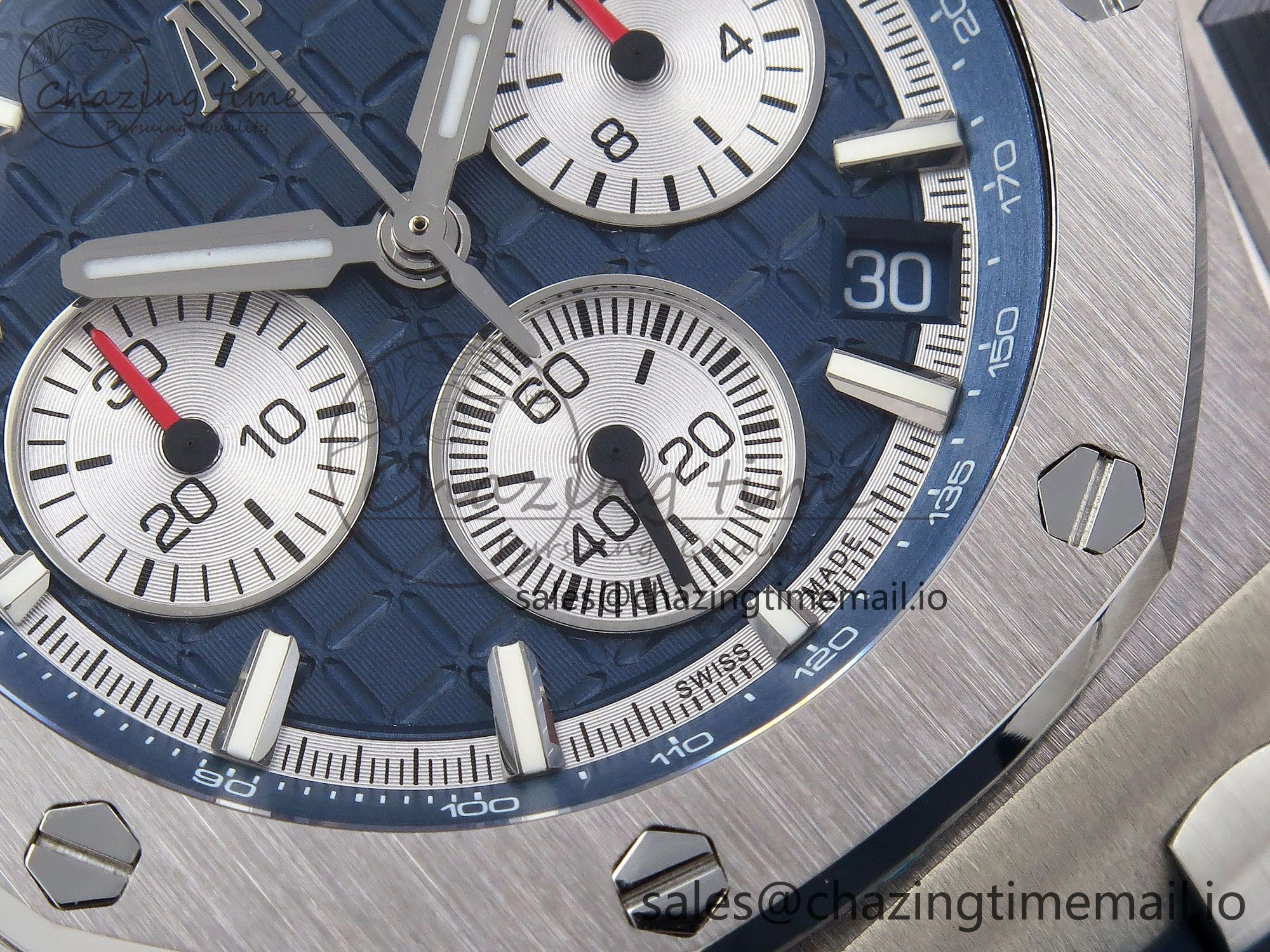 SportInspired Royal Oak Offshore 43mm 26420ti Titanium APPF Best Edition Blue Dial on Blue Rubber Strap A 4408