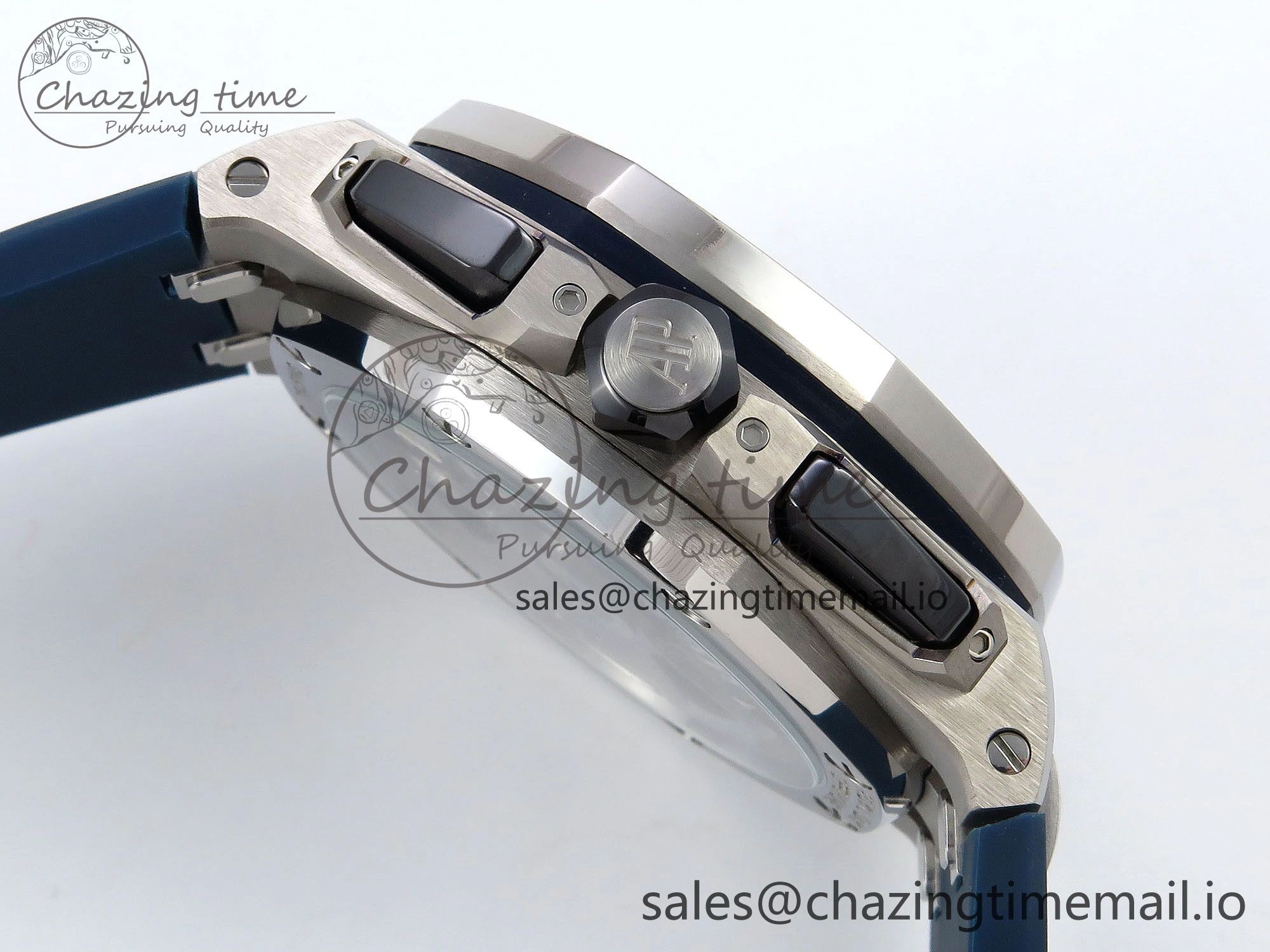 SportInspired Royal Oak Offshore 43mm 26420ti Titanium APPF Best Edition Blue Dial on Blue Rubber Strap A 4408