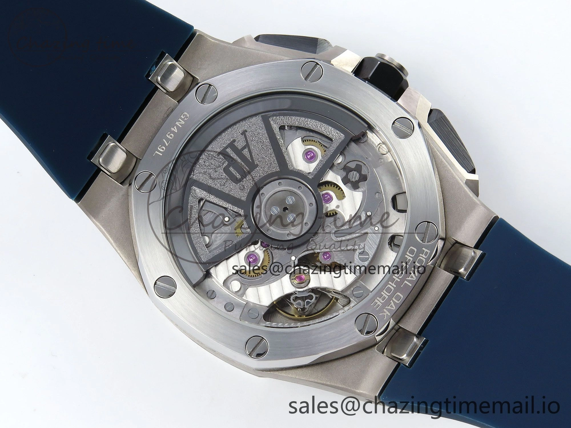 SportInspired Royal Oak Offshore 43mm 26420ti Titanium APPF Best Edition Blue Dial on Blue Rubber Strap A 4408