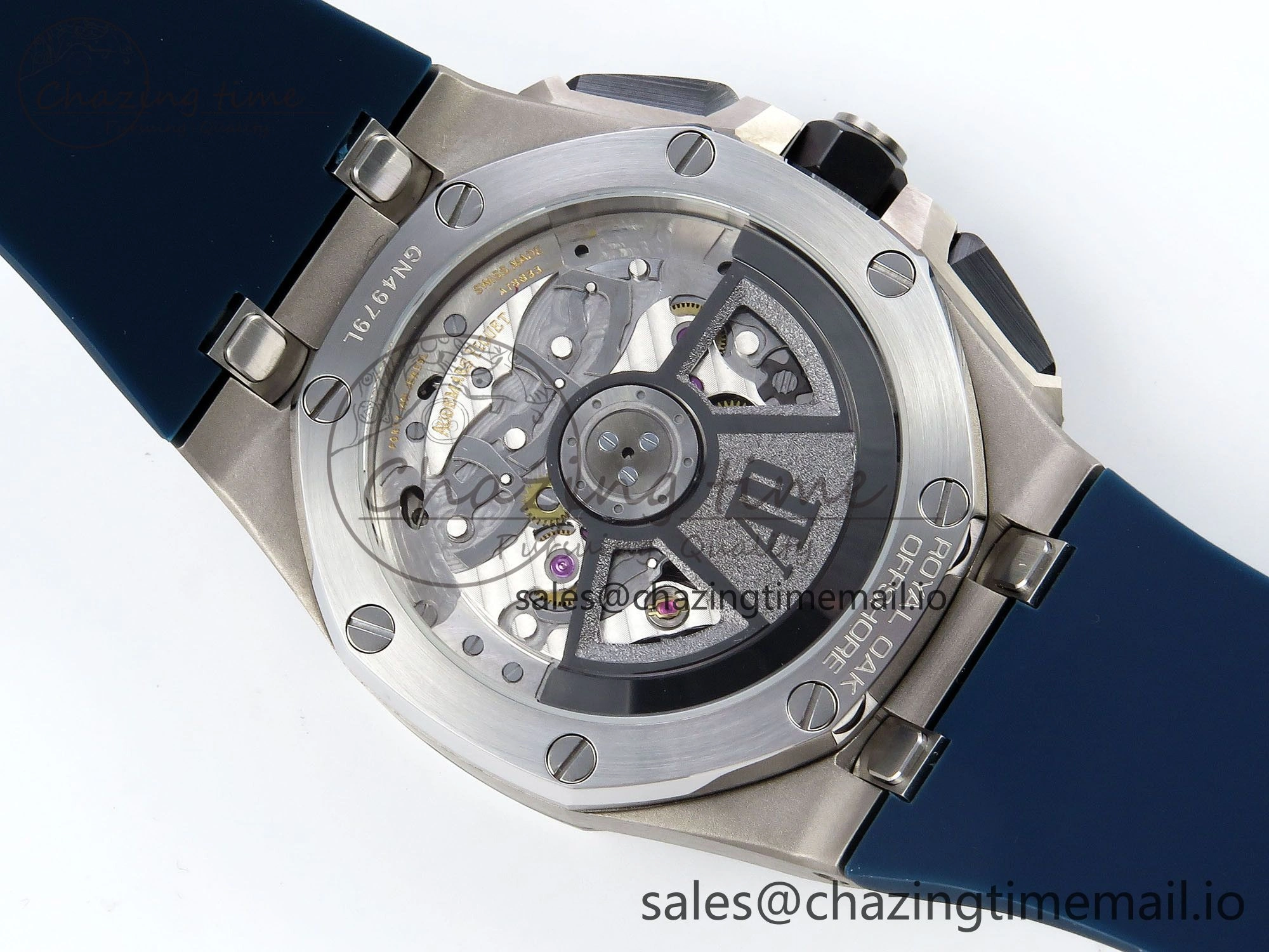 SportInspired Royal Oak Offshore 43mm 26420ti Titanium APPF Best Edition Blue Dial on Blue Rubber Strap A 4408