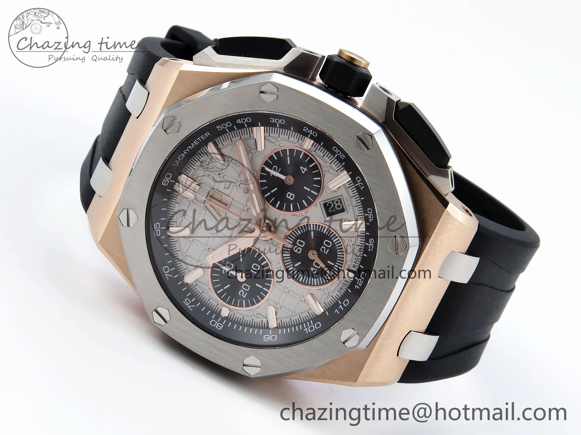 Royal Oak Offshore 43mm RG APF Best Edition Silver Dial on Black Rubber Strap A WellDesigned 4437