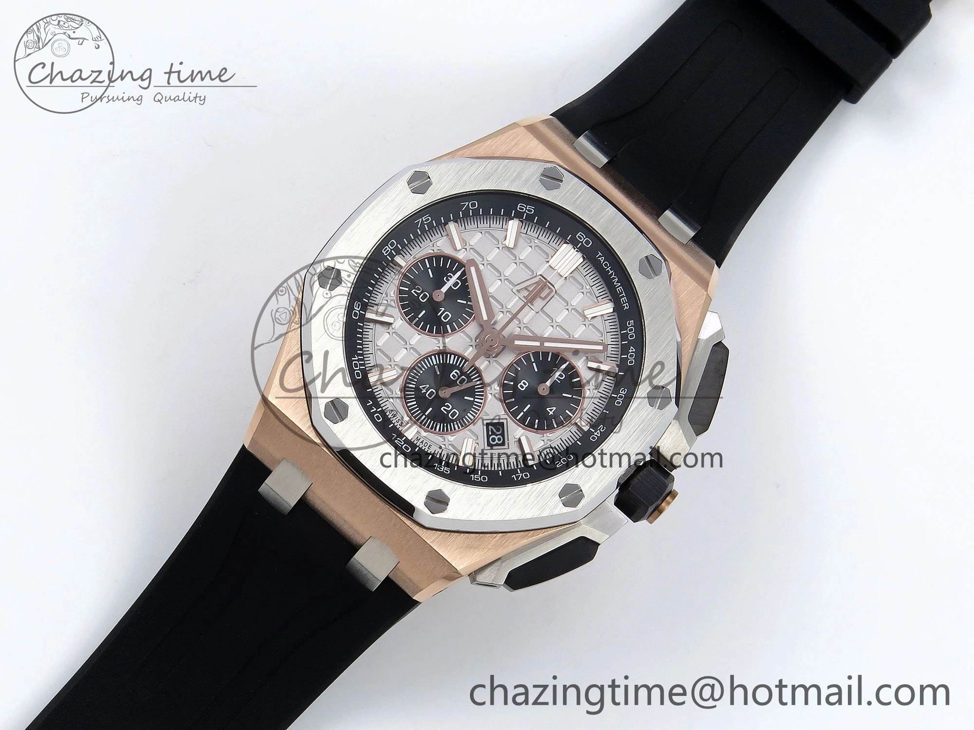 Royal Oak Offshore 43mm RG APF Best Edition Silver Dial on Black Rubber Strap A WellDesigned 4437