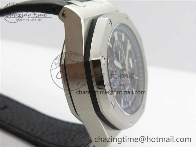 Royal Oak Offshore 44mm 26412PT SS JF 1:1 Best Edition Black Blue Dial on Black Leather Strap A Neat 4865