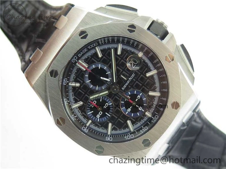 Royal Oak Offshore 44mm 26412PT SS JF 1:1 Best Edition Black Blue Dial on Black Leather Strap A Neat 4865