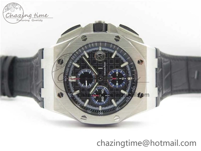 Royal Oak Offshore 44mm 26412PT SS JF 1:1 Best Edition Black Blue Dial on Black Leather Strap A Neat 4865