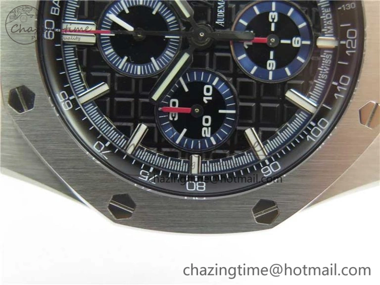 Royal Oak Offshore 44mm 26412PT SS JF 1:1 Best Edition Black Blue Dial on Black Leather Strap A Neat 4865