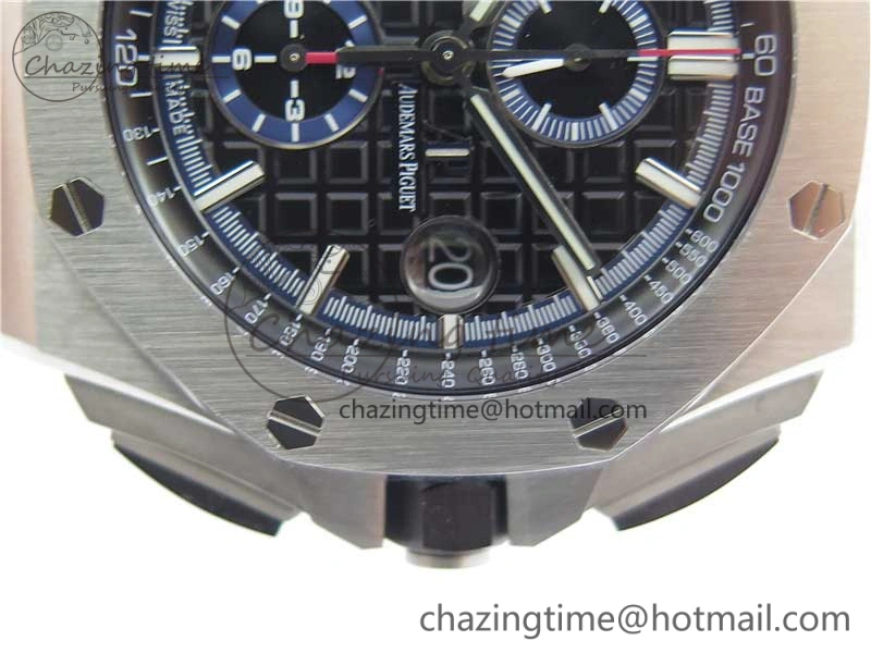 Royal Oak Offshore 44mm 26412PT SS JF 1:1 Best Edition Black Blue Dial on Black Leather Strap A Neat 4865