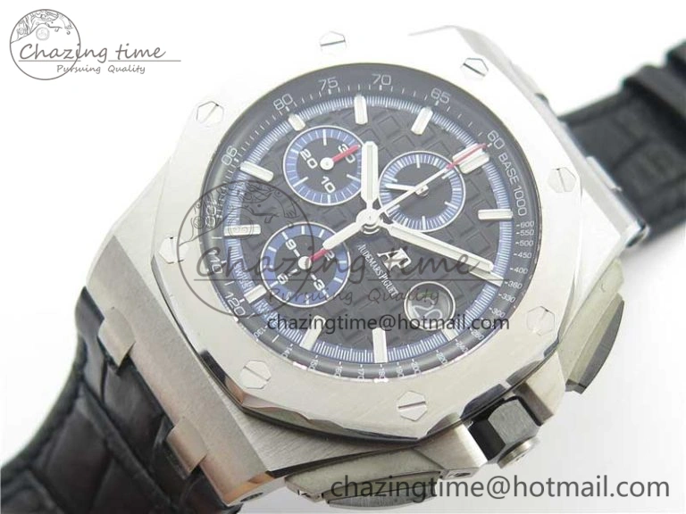 Royal Oak Offshore 44mm 26412PT SS JF 1:1 Best Edition Black Blue Dial on Black Leather Strap A Neat 4865