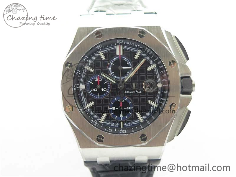 Royal Oak Offshore 44mm 26412PT SS JF 1:1 Best Edition Black Blue Dial on Black Leather Strap A Neat 4865