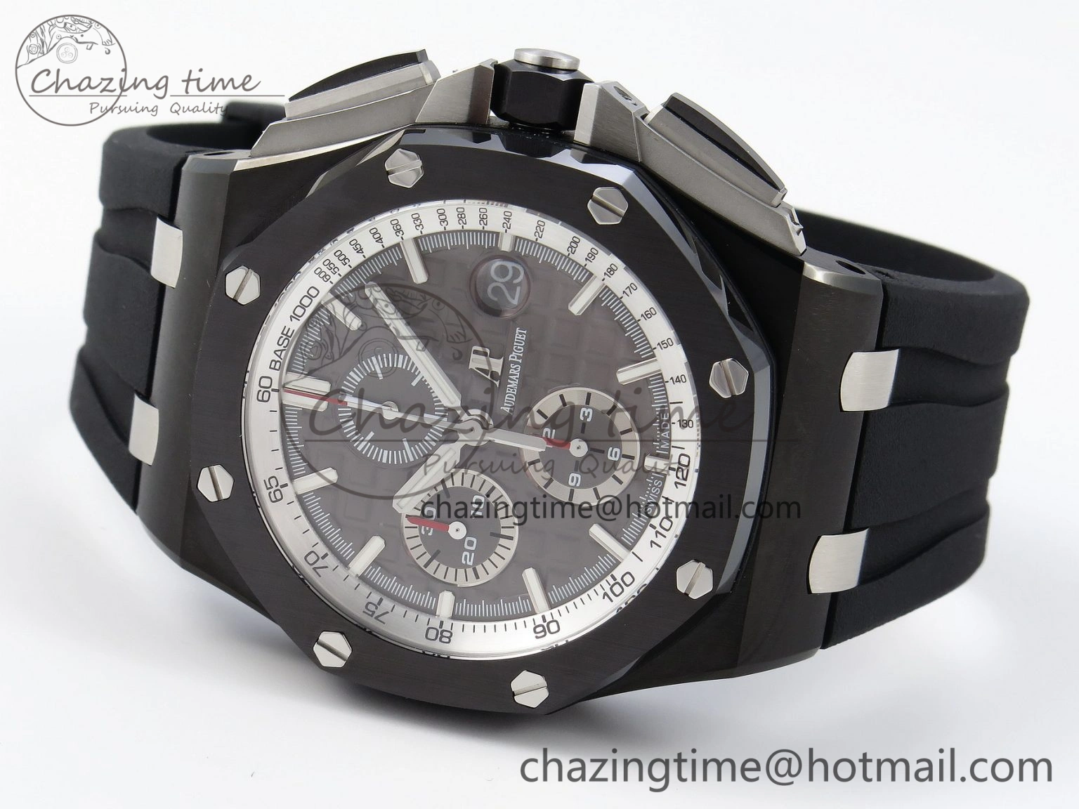 Royal Oak Offshore 44mm Black Ceramic APF 1:1 Best Edition Gray Dial on Black Rubber Strap A MultiPurpose 4584