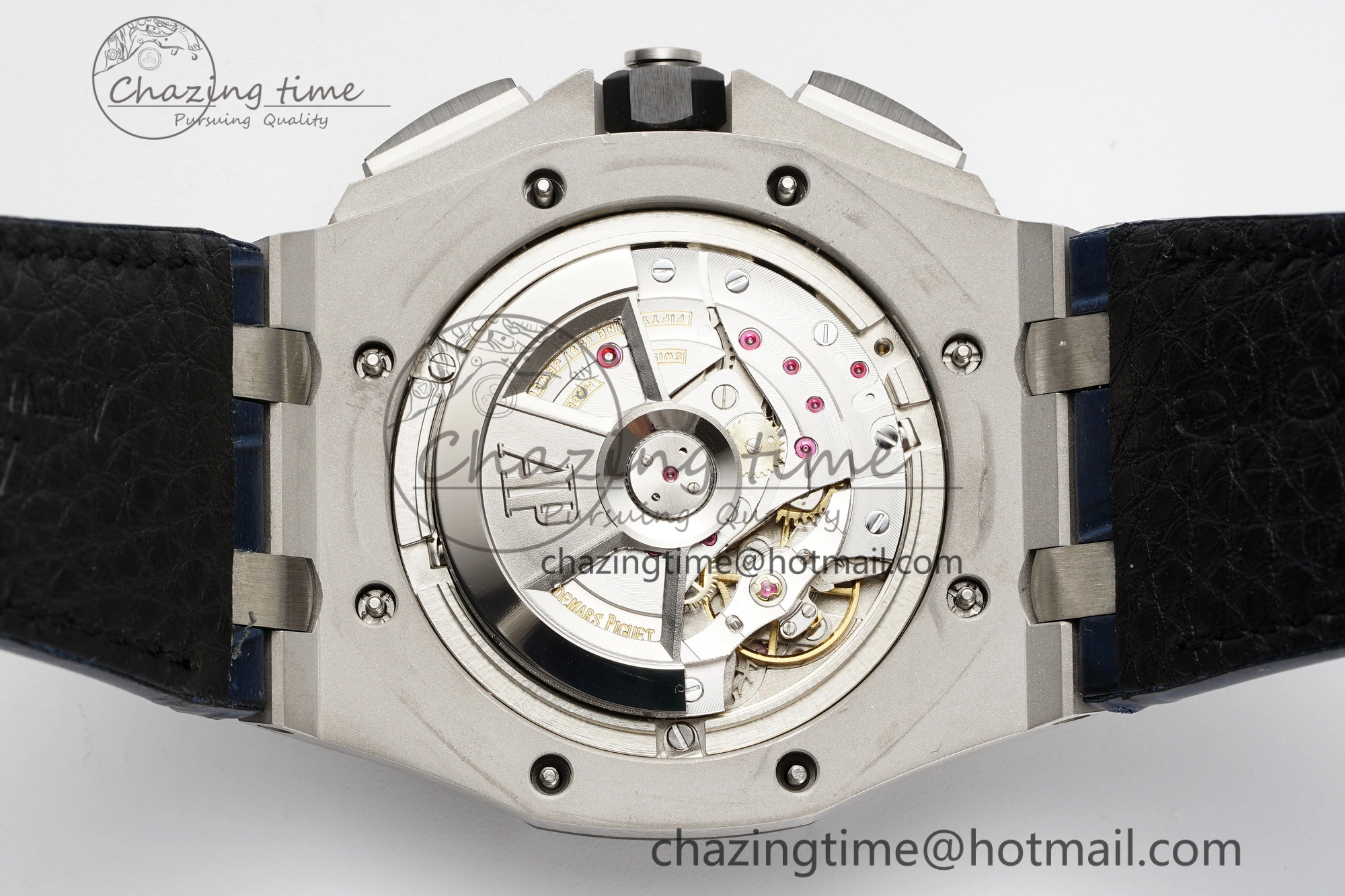FashionForward Royal Oak Offshore 44mm Black Ceramic Bezel APF 1:1 Best Edition Blue Dial on Blue Leather Strap A3126 V 4595