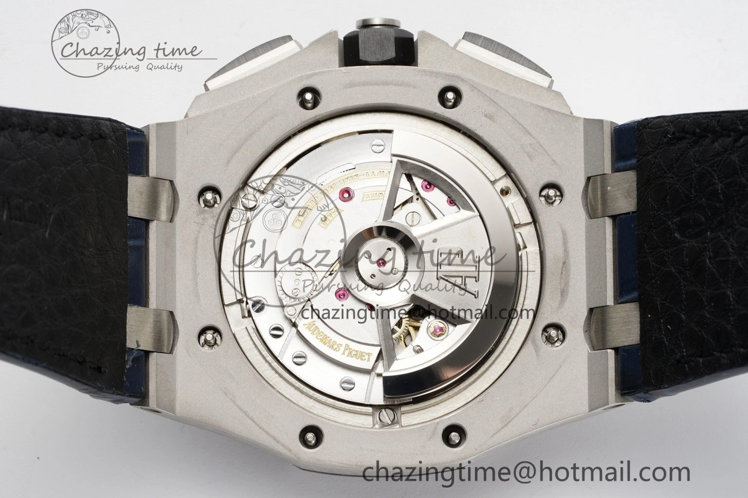 FashionForward Royal Oak Offshore 44mm Black Ceramic Bezel APF 1:1 Best Edition Blue Dial on Blue Leather Strap A3126 V 4595