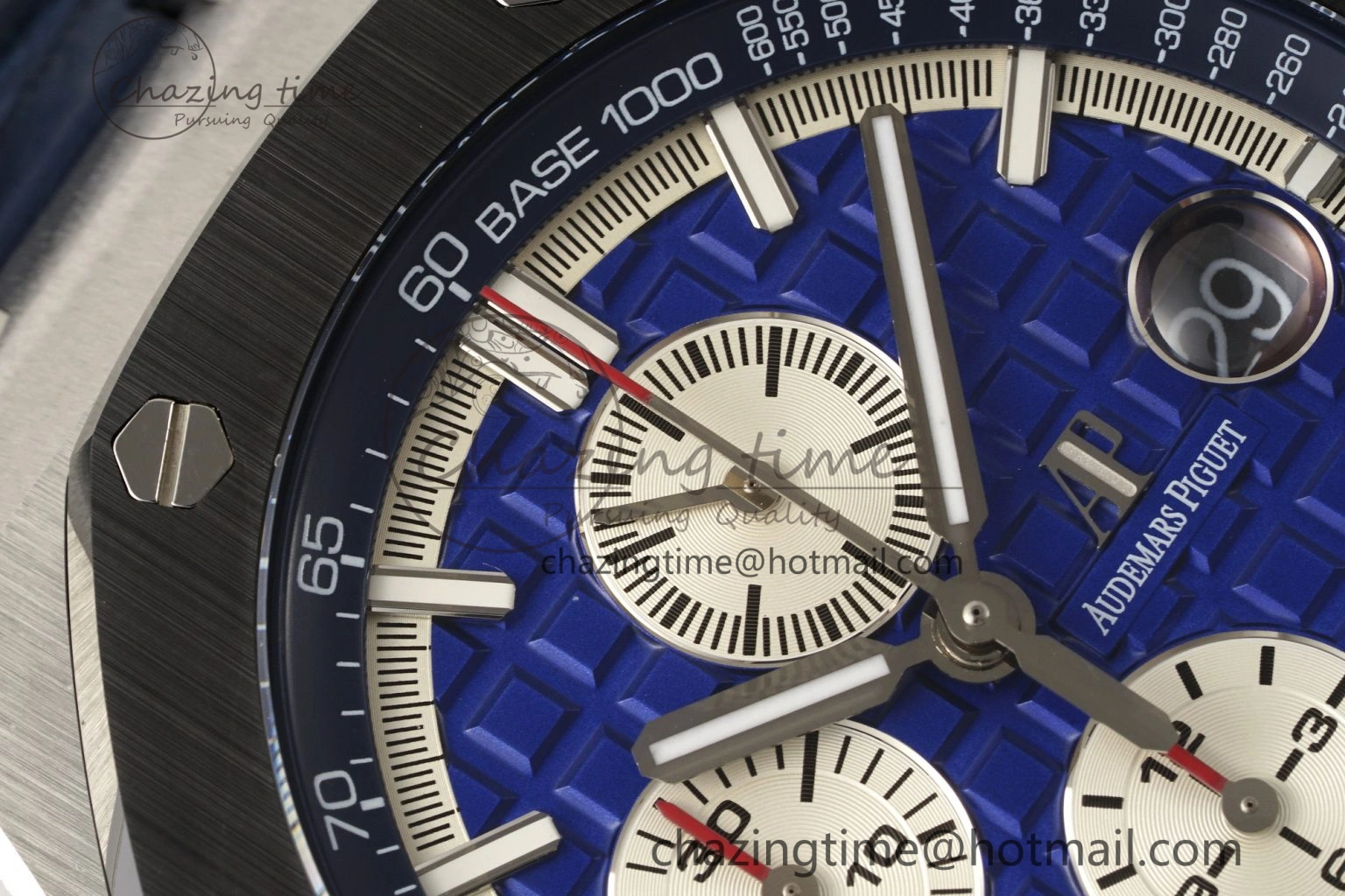 FashionForward Royal Oak Offshore 44mm Black Ceramic Bezel APF 1:1 Best Edition Blue Dial on Blue Leather Strap A3126 V 4595