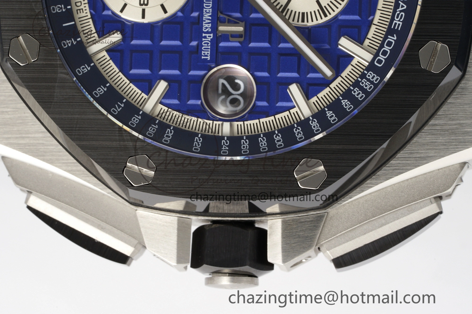 FashionForward Royal Oak Offshore 44mm Black Ceramic Bezel APF 1:1 Best Edition Blue Dial on Blue Leather Strap A3126 V 4595