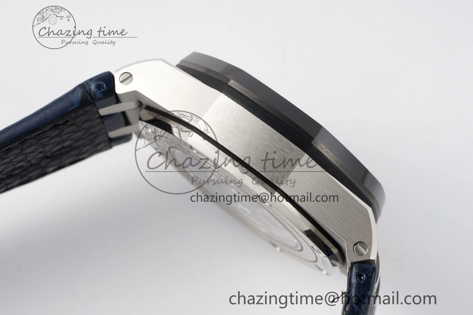 FashionForward Royal Oak Offshore 44mm Black Ceramic Bezel APF 1:1 Best Edition Blue Dial on Blue Leather Strap A3126 V 4595
