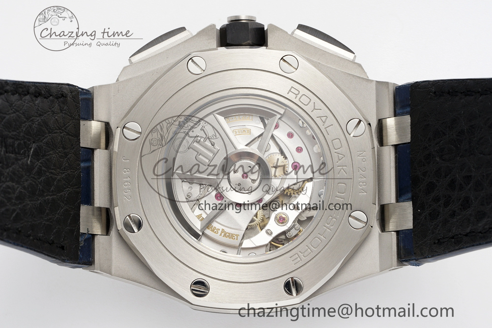 FashionForward Royal Oak Offshore 44mm Black Ceramic Bezel APF 1:1 Best Edition Blue Dial on Blue Leather Strap A3126 V 4595