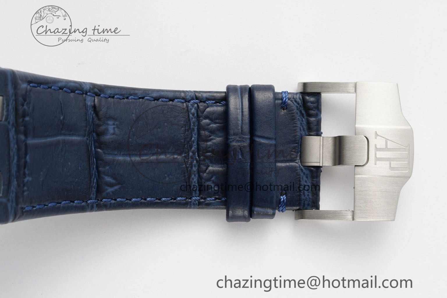 FashionForward Royal Oak Offshore 44mm Black Ceramic Bezel APF 1:1 Best Edition Blue Dial on Blue Leather Strap A3126 V 4595