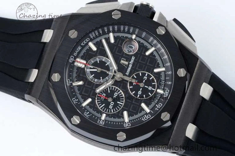 SmoothTexture Royal Oak Offshore 44mm Black Ceramic Case APF 1:1 Best Edition Black Dial on Black Rubber Strap A 4676