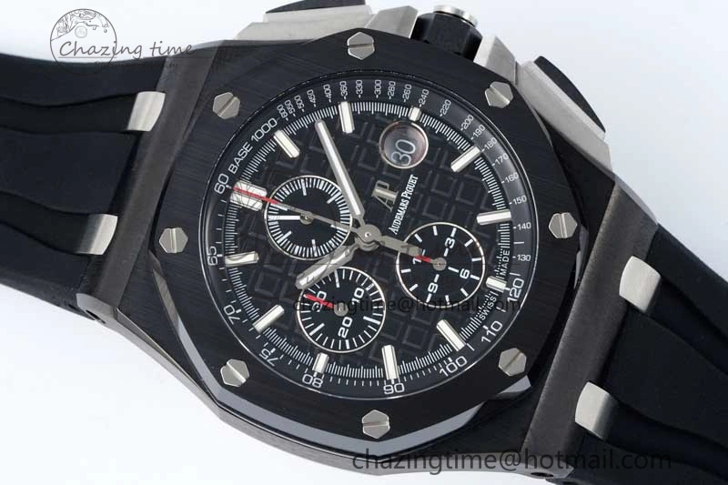 SmoothTexture Royal Oak Offshore 44mm Black Ceramic Case APF 1:1 Best Edition Black Dial on Black Rubber Strap A 4676