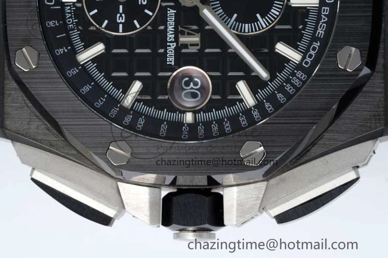 SmoothTexture Royal Oak Offshore 44mm Black Ceramic Case APF 1:1 Best Edition Black Dial on Black Rubber Strap A 4676