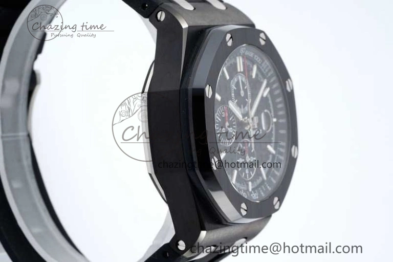 SmoothTexture Royal Oak Offshore 44mm Black Ceramic Case APF 1:1 Best Edition Black Dial on Black Rubber Strap A 4676
