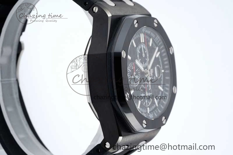 SmoothTexture Royal Oak Offshore 44mm Black Ceramic Case APF 1:1 Best Edition Black Dial on Black Rubber Strap A 4676