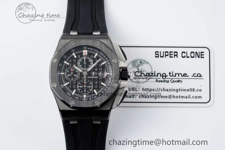 SmoothTexture Royal Oak Offshore 44mm Black Ceramic Case APF 1:1 Best Edition Black Dial on Black Rubber Strap A 4676