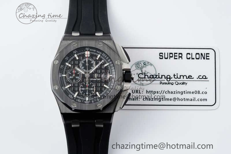 SmoothTexture Royal Oak Offshore 44mm Black Ceramic Case APF 1:1 Best Edition Black Dial on Black Rubber Strap A 4676