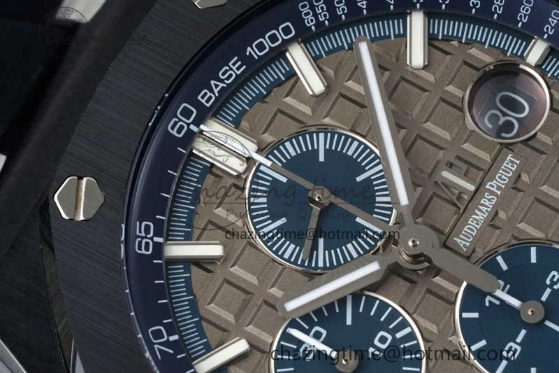 MoistureWicking Royal Oak Offshore 44mm Black Ceramic Case APF 1:1 Best Edition Gray Blue Dial on Black Rubber Strap A 4674