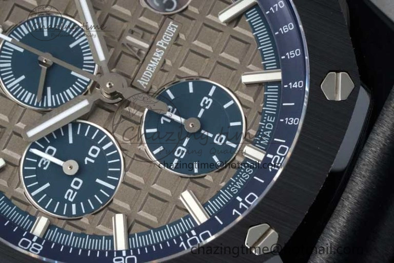 MoistureWicking Royal Oak Offshore 44mm Black Ceramic Case APF 1:1 Best Edition Gray Blue Dial on Black Rubber Strap A 4674