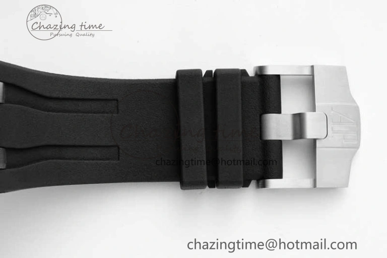 MoistureWicking Royal Oak Offshore 44mm Black Ceramic Case APF 1:1 Best Edition Gray Blue Dial on Black Rubber Strap A 4674