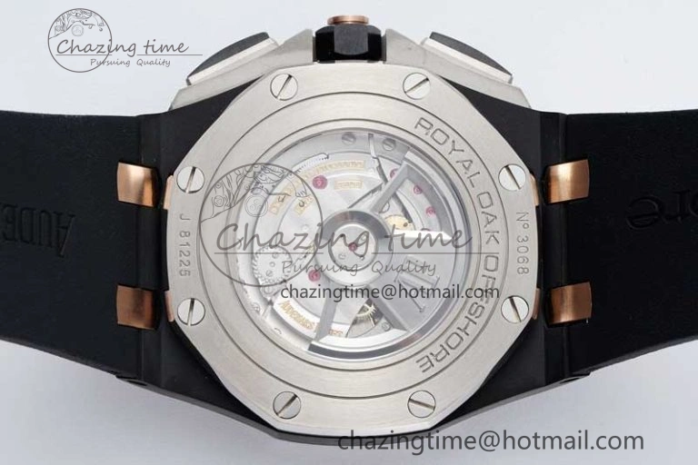 Royal Oak Offshore 44mm Black Ceramic Case APF 1:1 Best Edition Gray White Dial on Black Rubber Strap A Attractive 4677