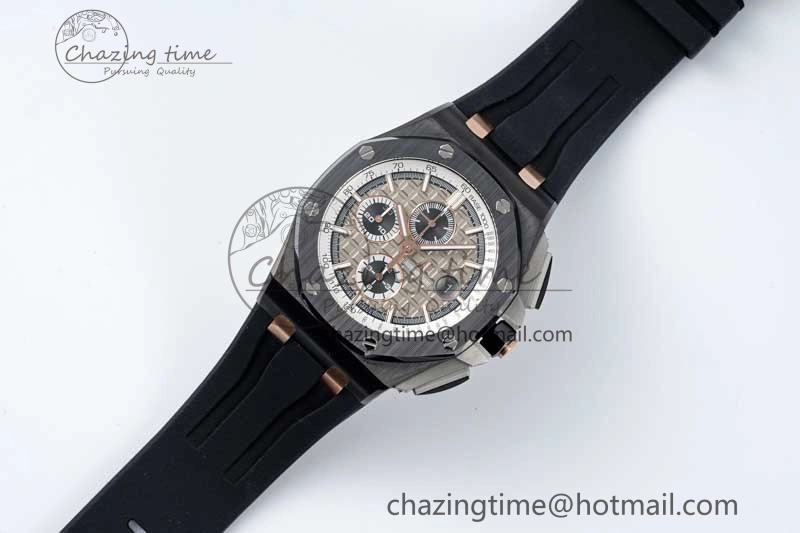 Royal Oak Offshore 44mm Black Ceramic Case APF 1:1 Best Edition Gray White Dial on Black Rubber Strap A Attractive 4677