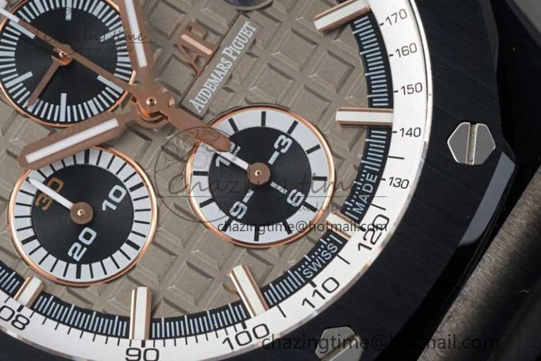 Royal Oak Offshore 44mm Black Ceramic Case APF 1:1 Best Edition Gray White Dial on Black Rubber Strap A Attractive 4677