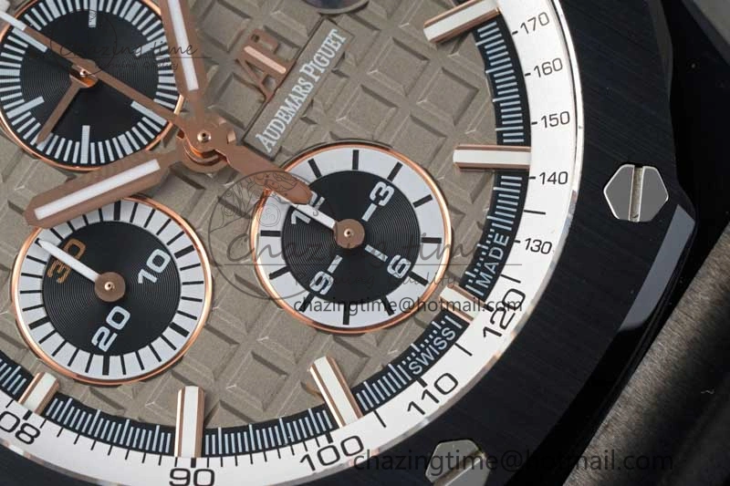 Royal Oak Offshore 44mm Black Ceramic Case APF 1:1 Best Edition Gray White Dial on Black Rubber Strap A Attractive 4677