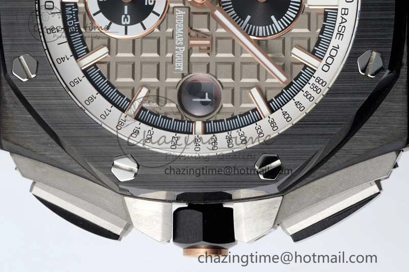 Royal Oak Offshore 44mm Black Ceramic Case APF 1:1 Best Edition Gray White Dial on Black Rubber Strap A Attractive 4677