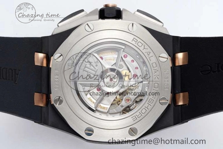Royal Oak Offshore 44mm Black Ceramic Case APF 1:1 Best Edition Gray White Dial on Black Rubber Strap A Attractive 4677