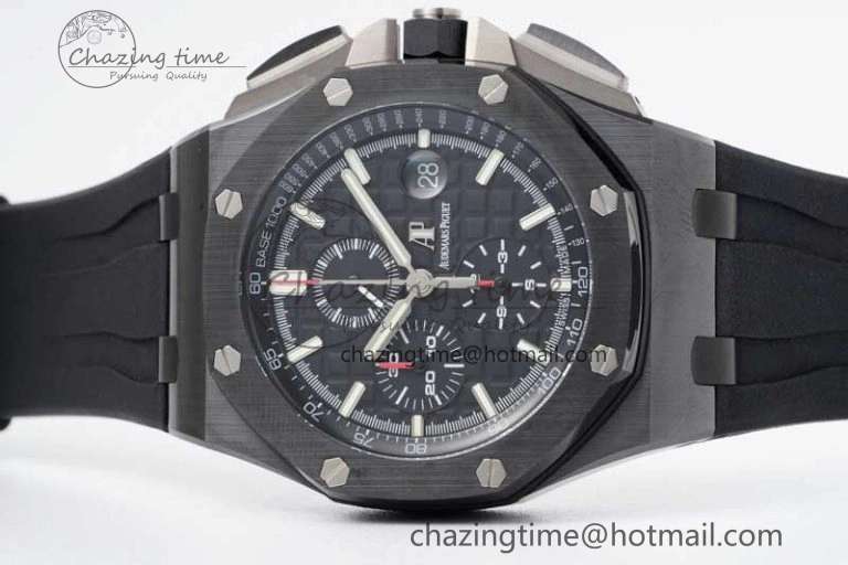 Royal Oak Offshore 44mm Black Ceramic Case JJF 1:1 Best Edition Black Dial on Rubber Strap A3126 V Refined 4655