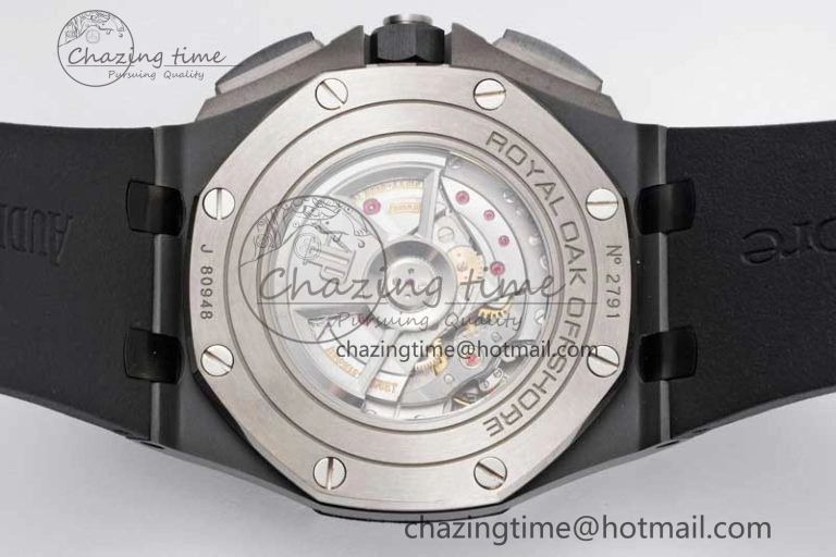 Royal Oak Offshore 44mm Black Ceramic Case JJF 1:1 Best Edition Black Dial on Rubber Strap A3126 V Refined 4655