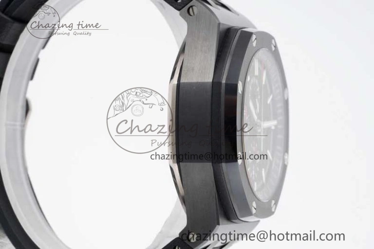 Royal Oak Offshore 44mm Black Ceramic Case JJF 1:1 Best Edition Black Dial on Rubber Strap A3126 V Refined 4655