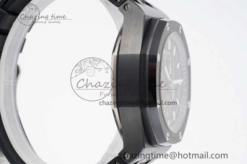 Royal Oak Offshore 44mm Black Ceramic Case JJF 1:1 Best Edition Black Dial on Rubber Strap A3126 V Refined 4655