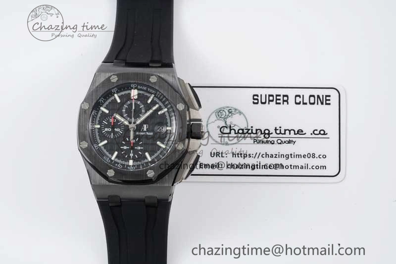 Royal Oak Offshore 44mm Black Ceramic Case JJF 1:1 Best Edition Black Dial on Rubber Strap A3126 V Refined 4655