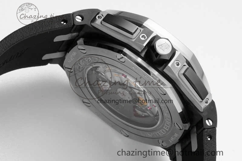 Royal Oak Offshore 44mm Black Ceramic Case JJF 1:1 Best Edition Black Dial on Rubber Strap A3126 V Refined 4655