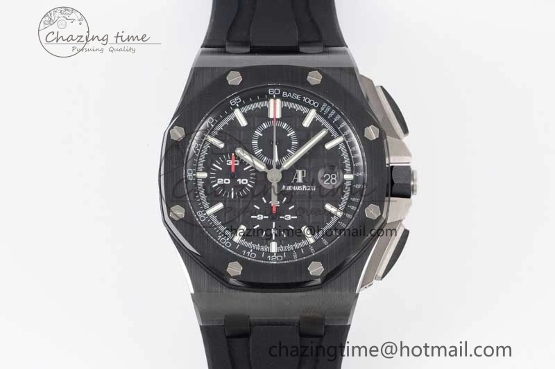 Royal Oak Offshore 44mm Black Ceramic Case JJF 1:1 Best Edition Black Dial on Rubber Strap A3126 V Refined 4655