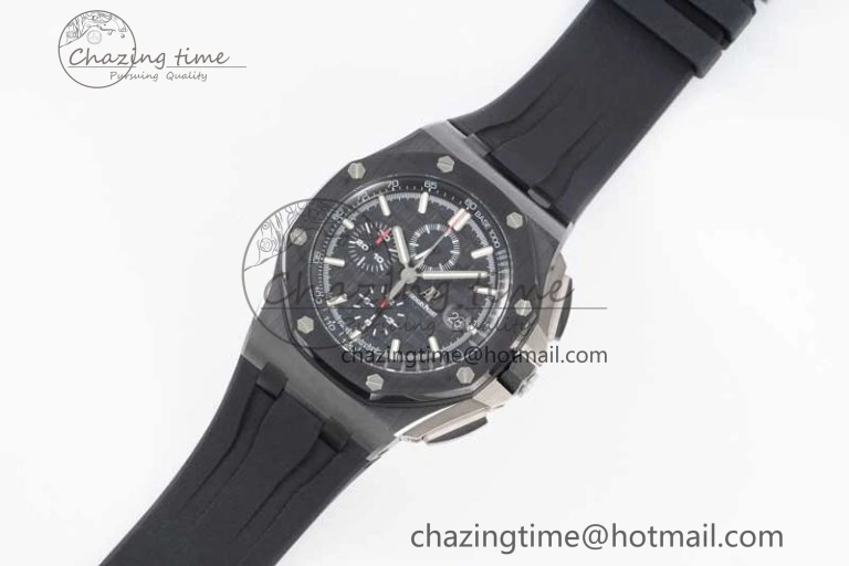 Royal Oak Offshore 44mm Black Ceramic Case JJF 1:1 Best Edition Black Dial on Rubber Strap A3126 V Refined 4655