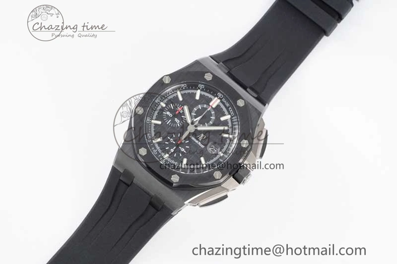 Royal Oak Offshore 44mm Black Ceramic Case JJF 1:1 Best Edition Black Dial on Rubber Strap A3126 V Refined 4655